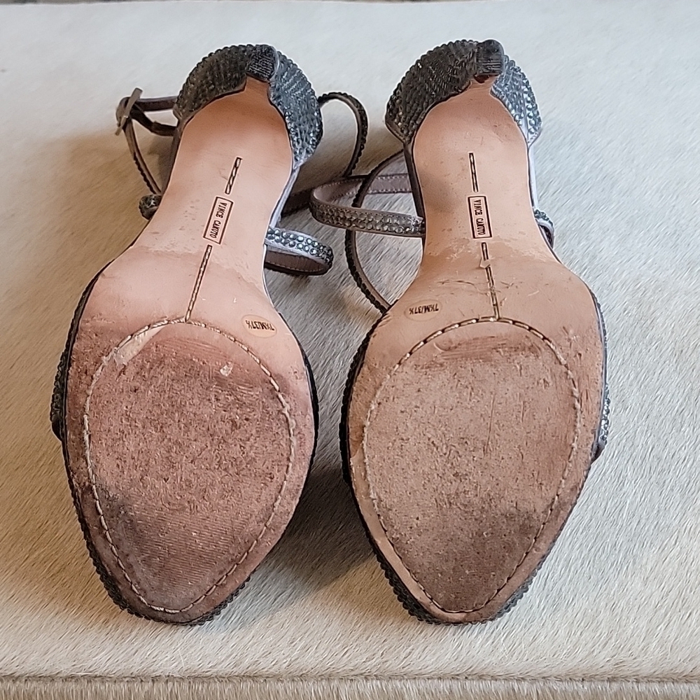 Vince Camuto Gernetto Platinum Crystal Stiletto Heels Size 7.5 - Picture 7 of 11